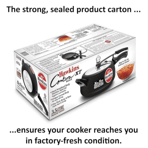 Hawkins 3.5 Litre Contura Black XT Pressure Cooker, Hard Anodised Inner Lid Cooker, Induction Cooker, Handi Cooker, Black (CXT35) - Image 2